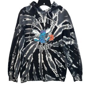 Charlotte Hornets Tie-Dye Hoodie Sweatshirt Adult Size Medium Hugo Black‎ White